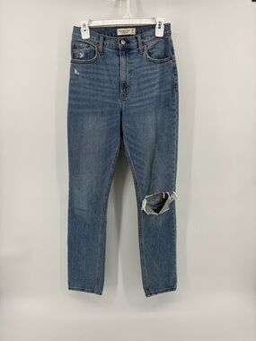 Abercrombie & Fitch The 90s Slim Straight Ultra High Rise Ripped Knee Jeans